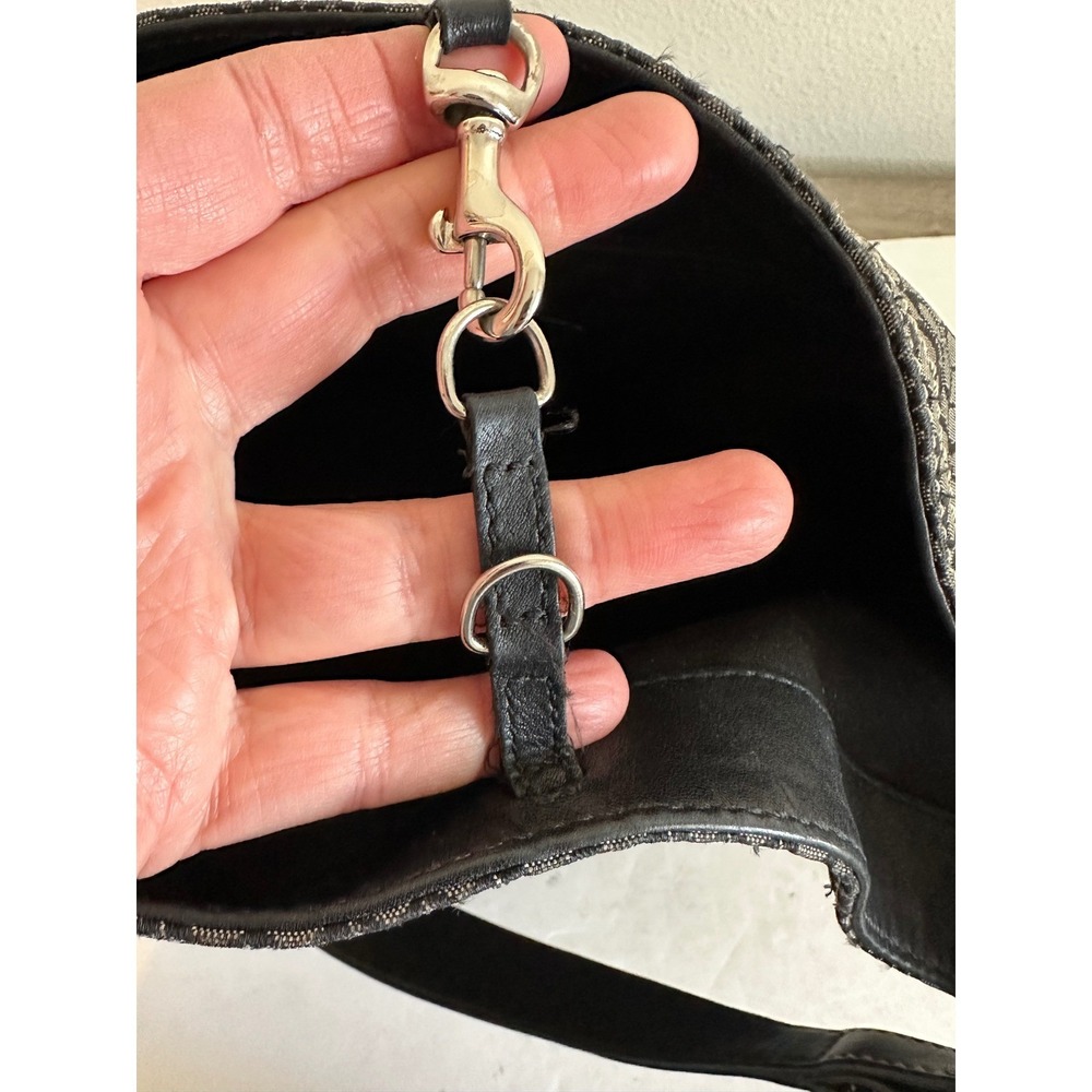 Coach F11666 Signature Jacquard Hobo Shoulder Bag Black Grey Leather Trim - Picture 10 of 16